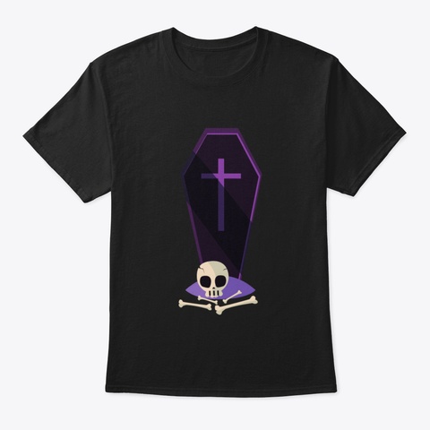 Purple Coffin Skull And Bones Black T-Shirt Front