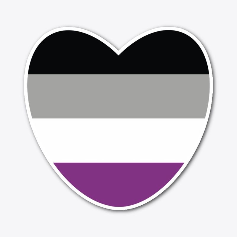 ASEXUAL FLAG HEART STIKER