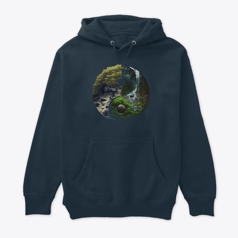 landscape forest waterfall yin yang