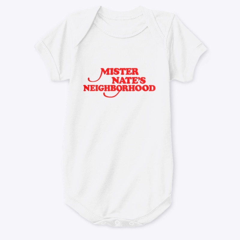 Mister Nate's Neighborhood red text tee