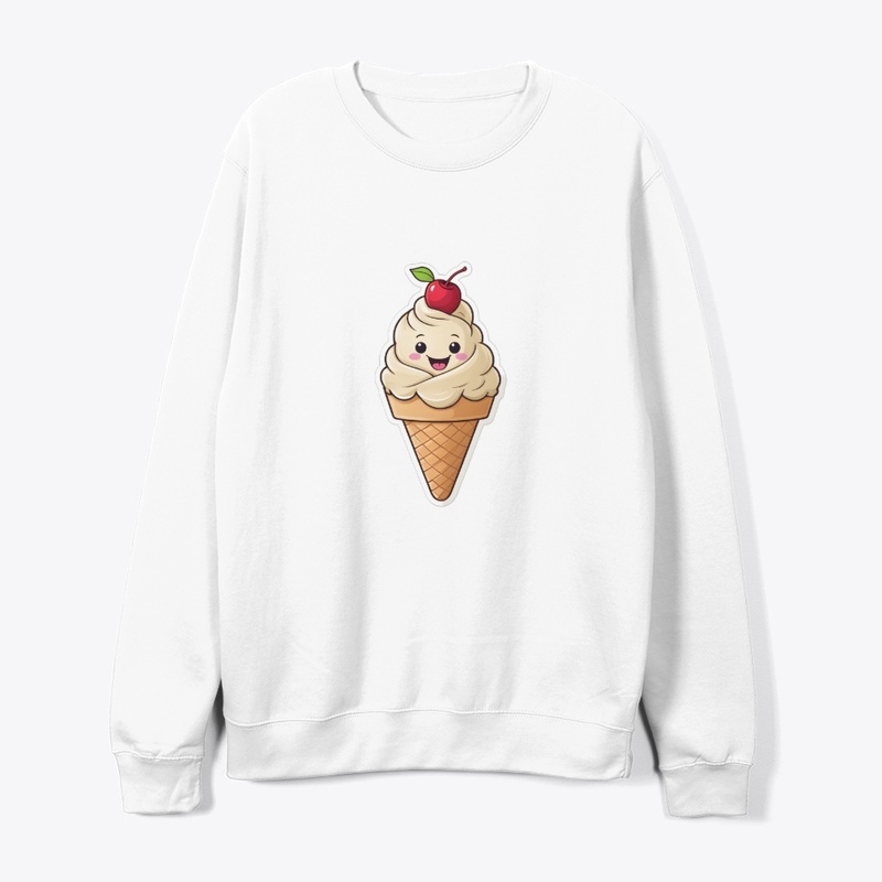 Waving Ice Cream Cute Minimal Art.