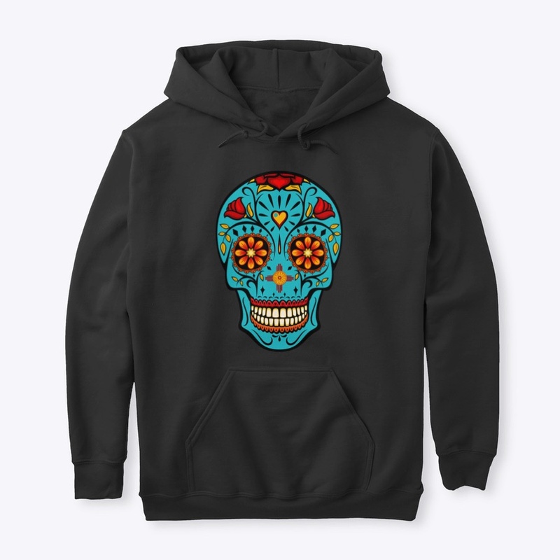 Turquoise Sugar Skull with Zia Nose