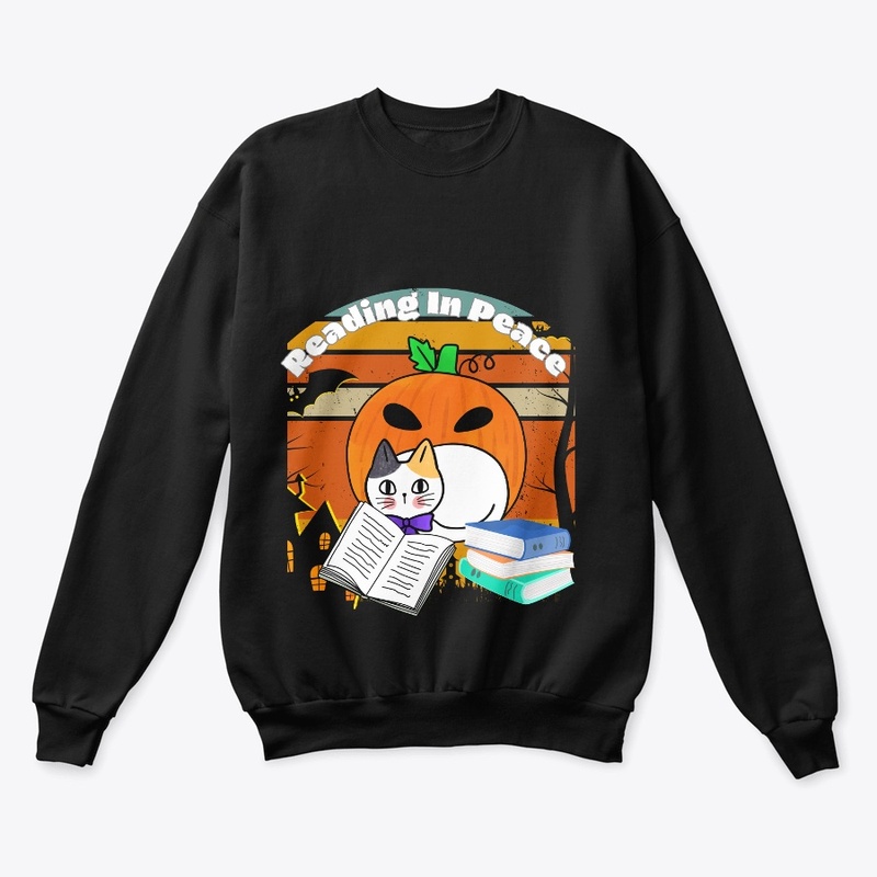 Read in peace Halloween cat book lover 