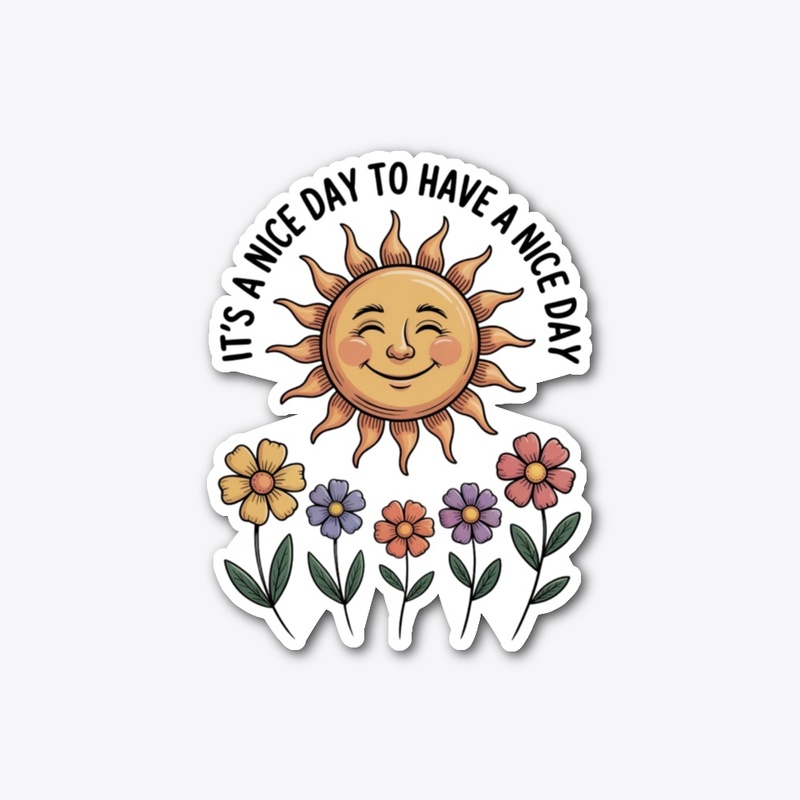 Shining Sun With Colorful Flowers