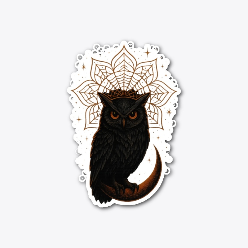 Mystic Owl on Crescent Moon