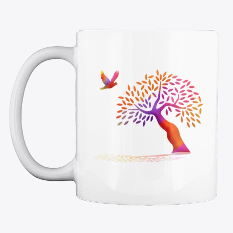 Rainbow trees and birds Mug