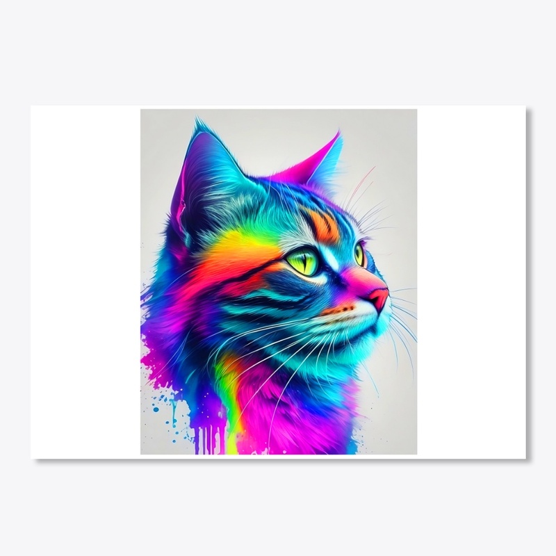 neon colour cat
