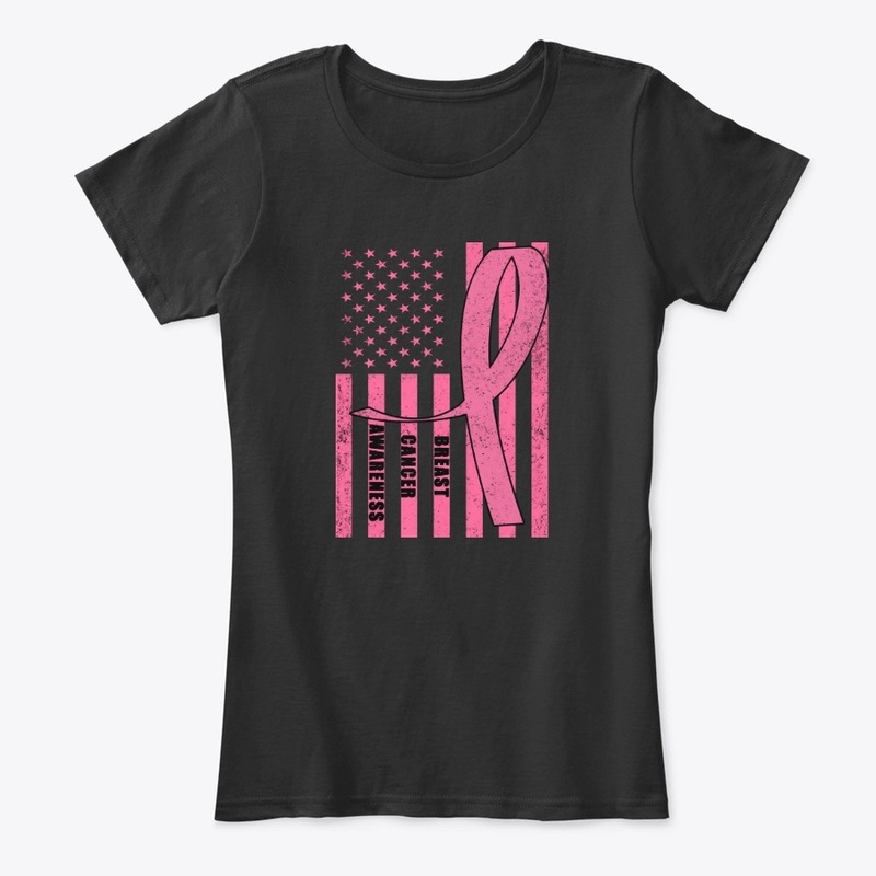 Breast Cancer Awareness US Flag Ribbon