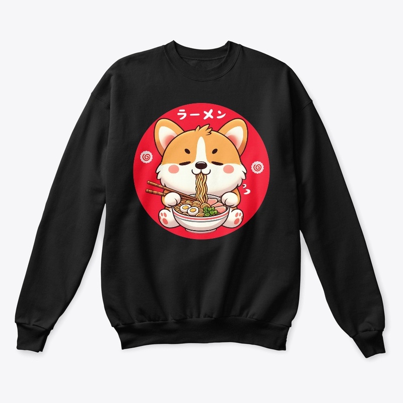 Corgi Eating Ramen Cute Kawaii Noodles