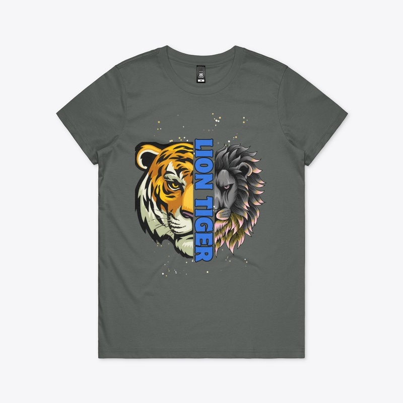 Lion Tiger Colorful White T-shirt Design