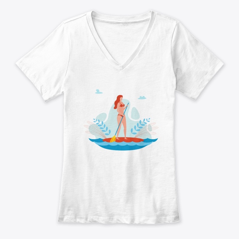 SUP paddle board woman illustration