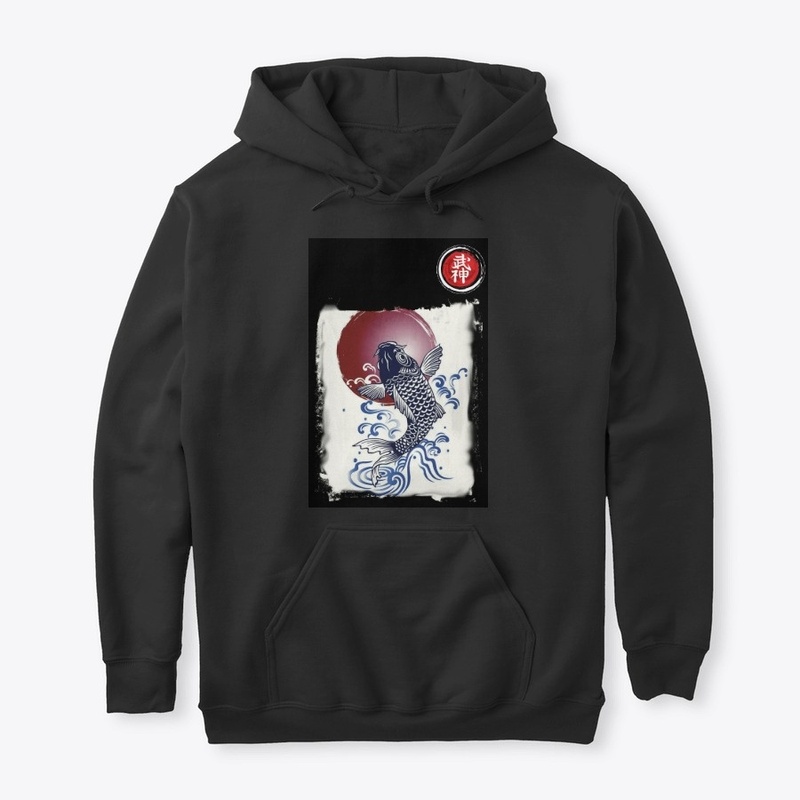 Bujinkan blue koi red sun t shirt 