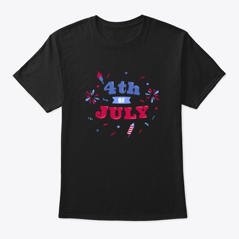Kids 4 Th July America Black T-Shirt Front