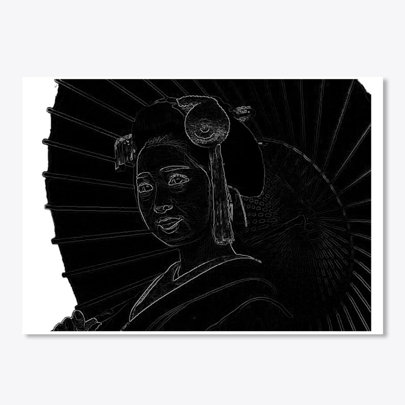Japanese Geisha - Black and White