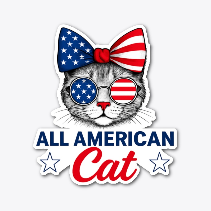 All American Cat T-Shirt Cat Lover Tee 