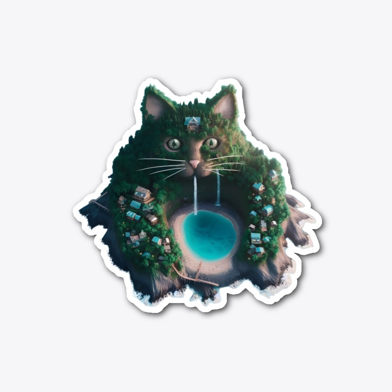 Fantasy Cat Island with Waterfalls.