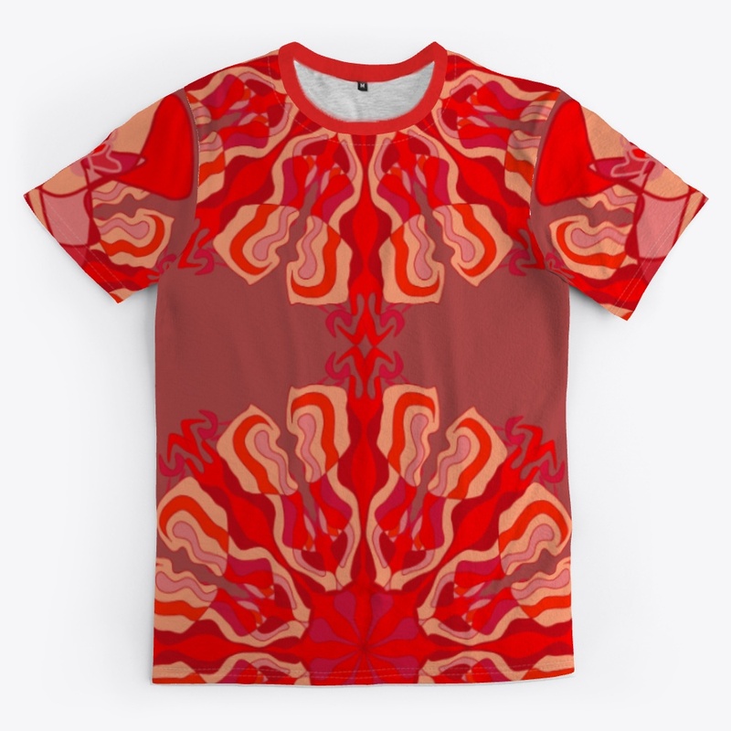 T shirt: red shades pattern