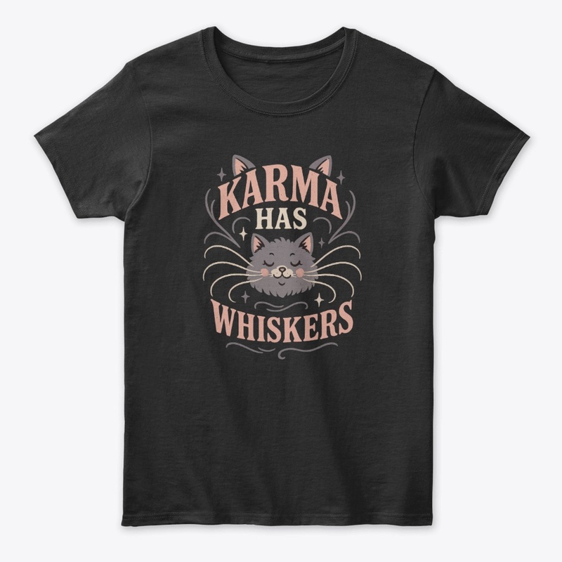 Karma Has Whiskers Retro Cat Tee Gift