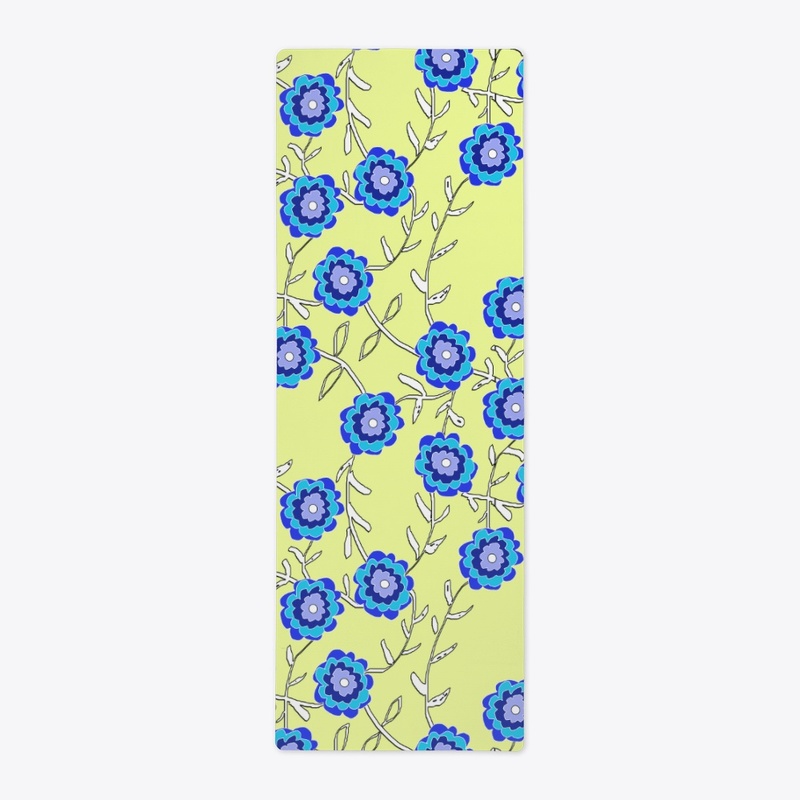 Blue Flowers on Yellow