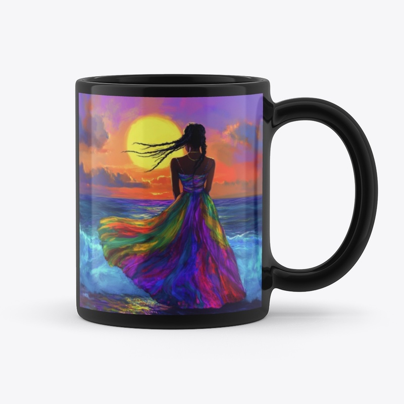 "Whispers To The Sea" Black Mug