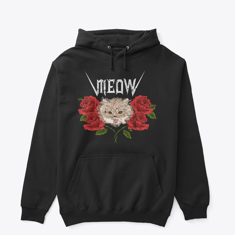 MEOW 😺 Cat & Roses Cute Rock Style Tee