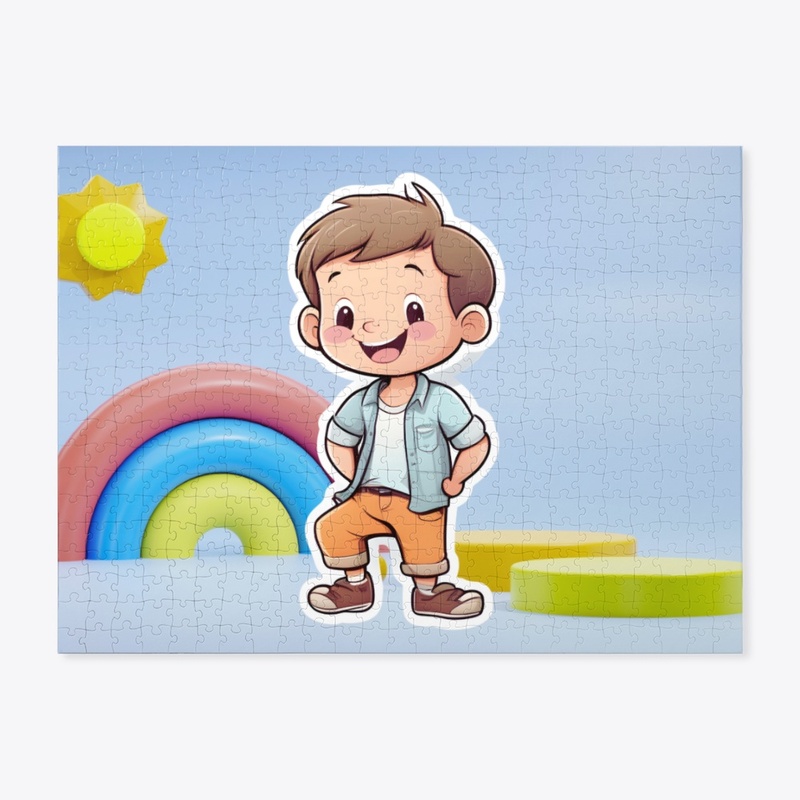 Cute Happy Boy Cartoon Design – Kids Art