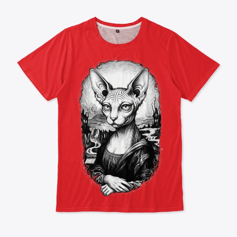 Sphynx Mona Lisa: Gothic Ink Art