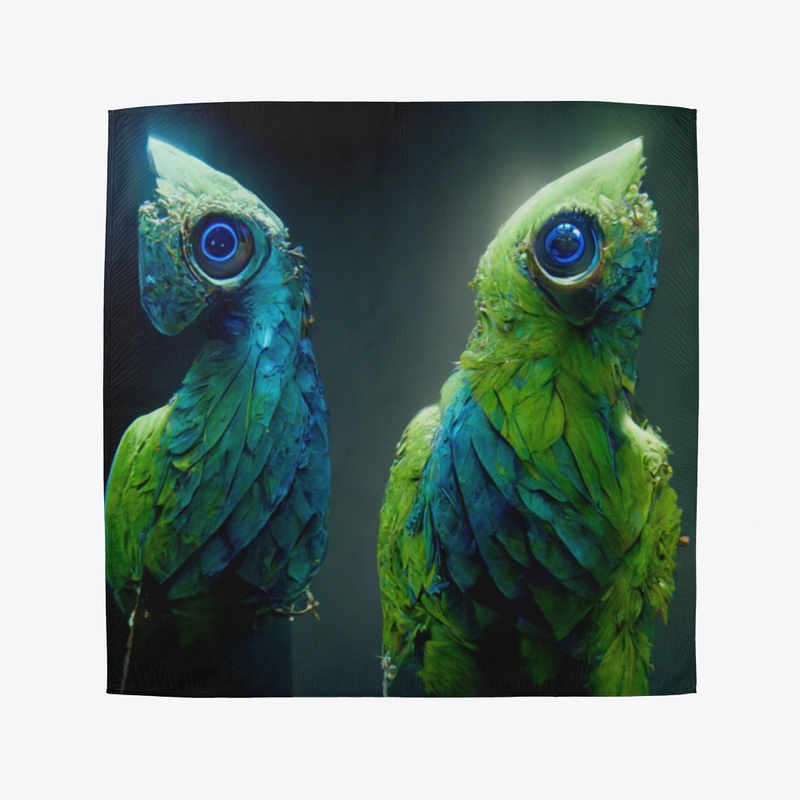 Green lime and blue parrots