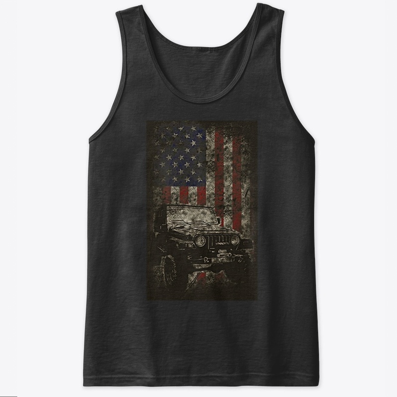 Jeeps American Flag Patriotic Retro 