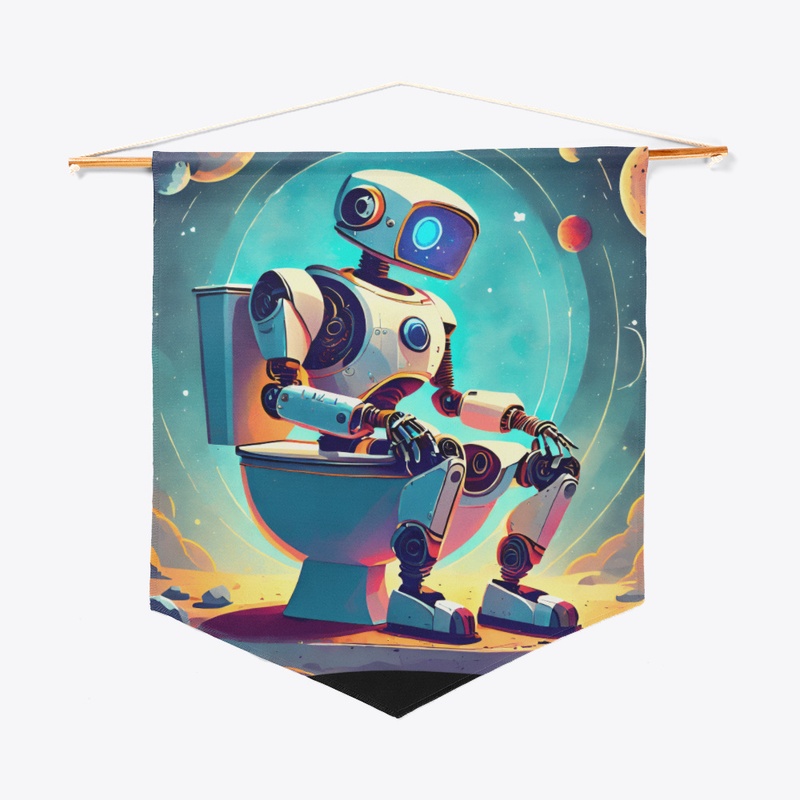 A robot on the toilet