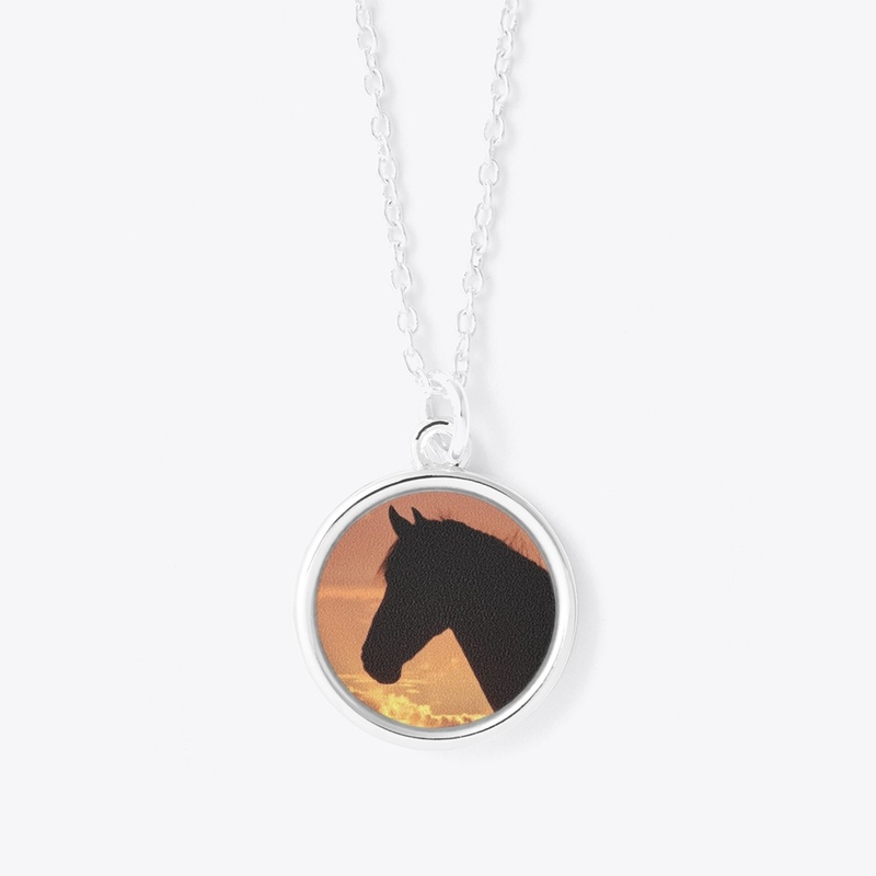 Friesian horse at sunset
