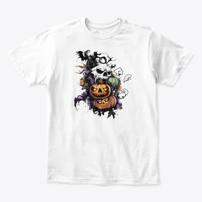  Halloween  with Pumpkins and Skull.