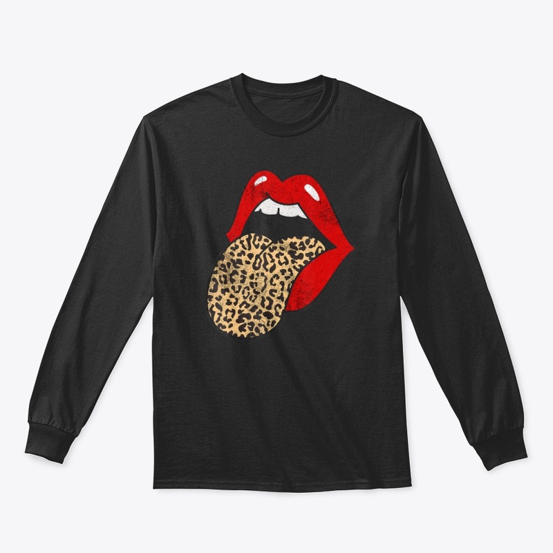 Red Lips Leopard Tongue Trendy Animal