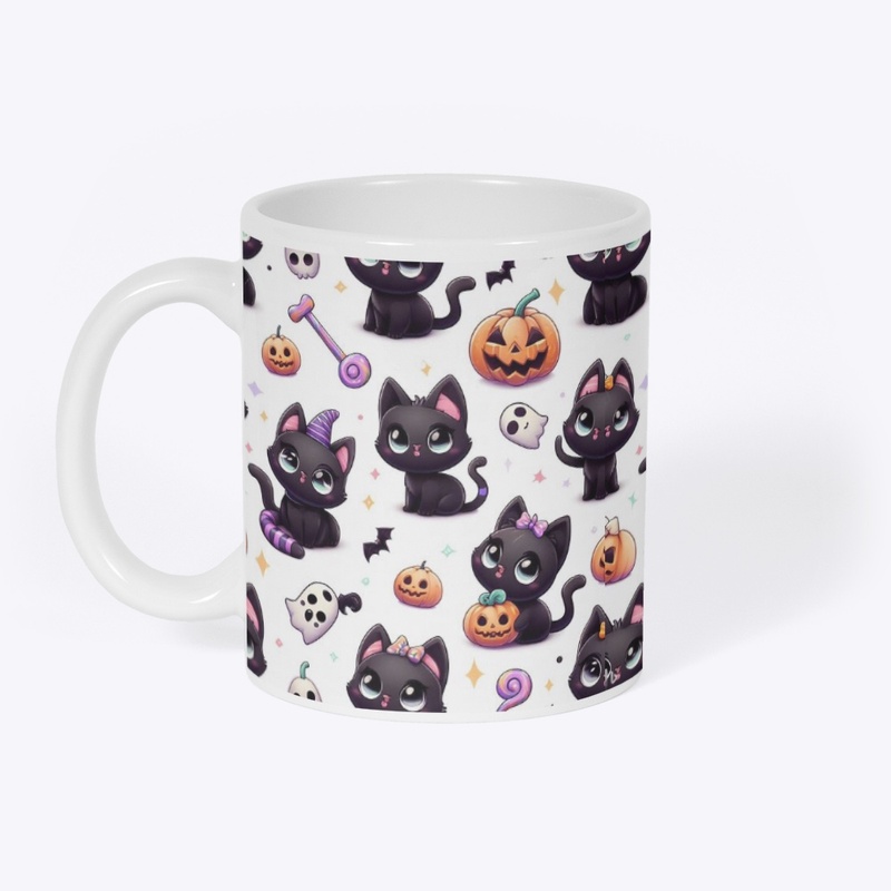 Whimsical Halloween Kitty Party Mug