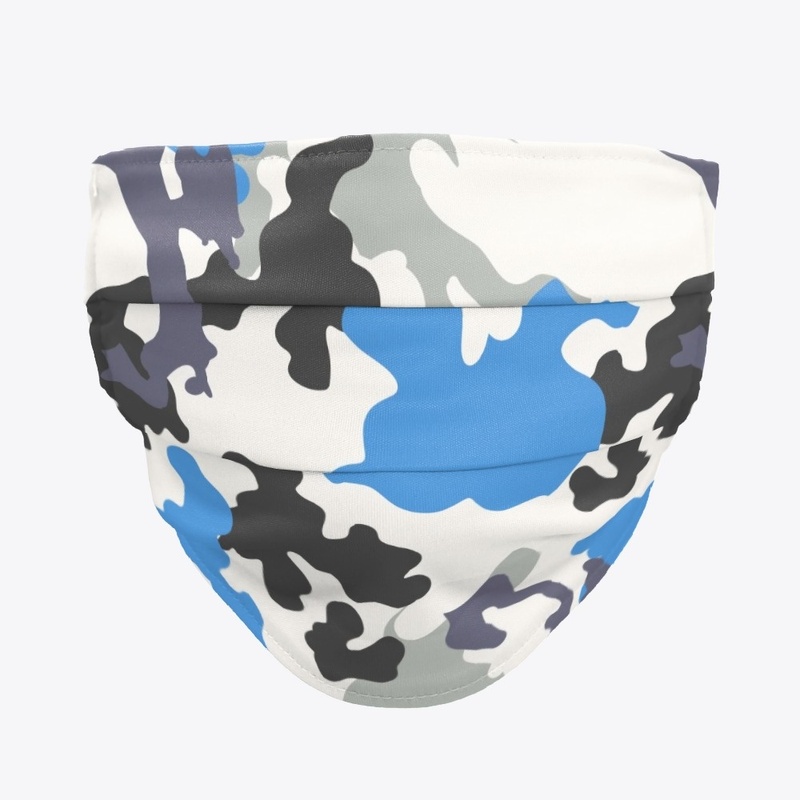 Camo Face Mask - White, Blue, Black
