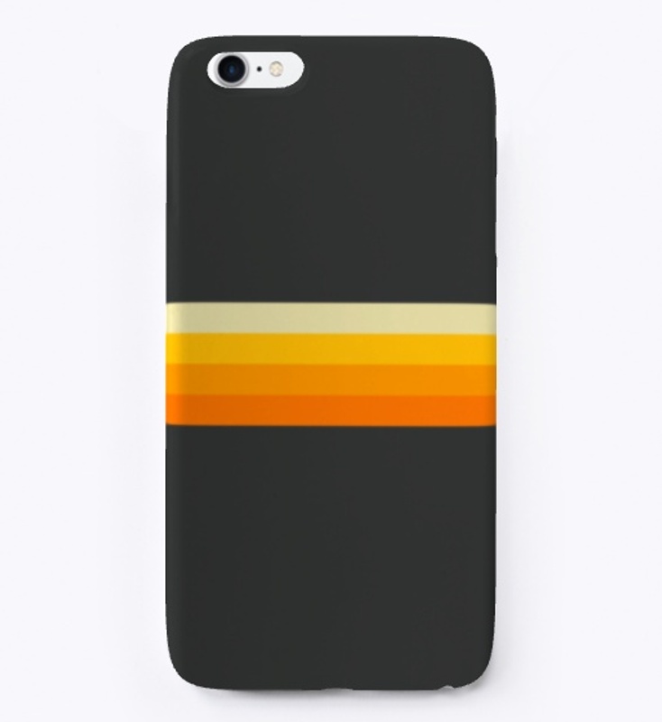 Orange Yellow Retro Stripes On Dark