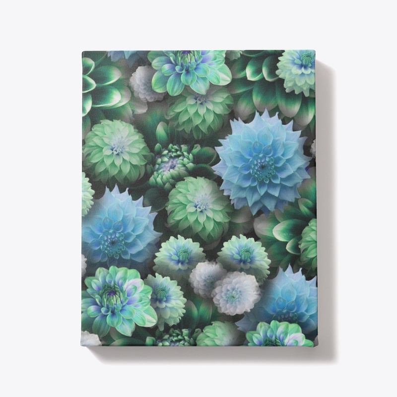 Blue Green Dahlias Collage