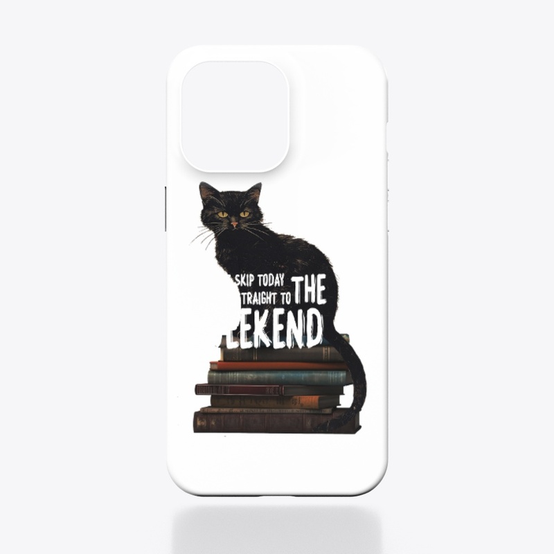 Black Cat on Books "Skip to the Weekend"