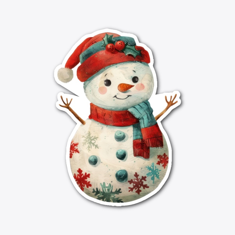 Vintage Christmas Snowman Sticker