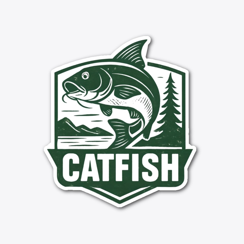 Retro Catfish Fishing Badge