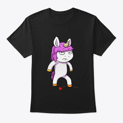 Angry Unicorn Mad Unicorn Black T-Shirt Front