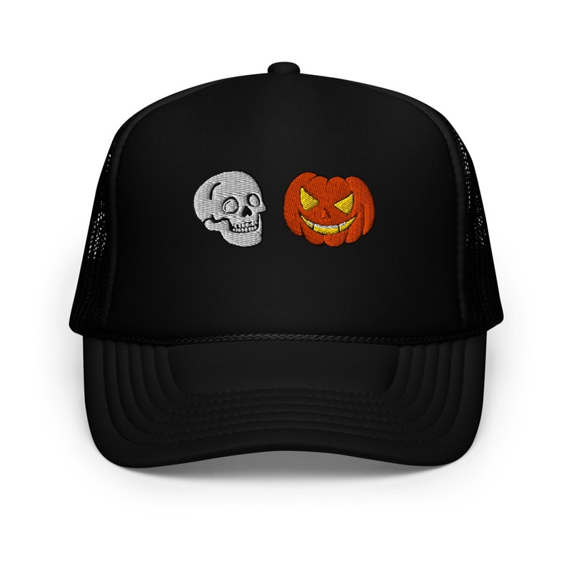 Skull & Jack o'Lantern Foam Trucker Hat