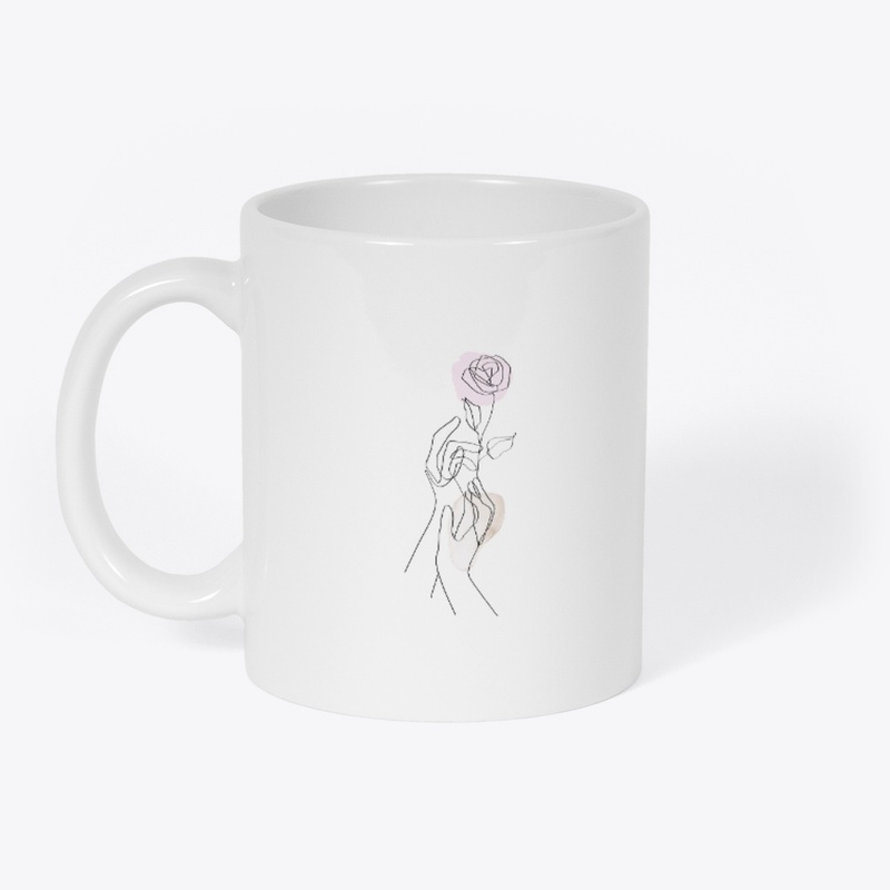 One line art flower with hand design