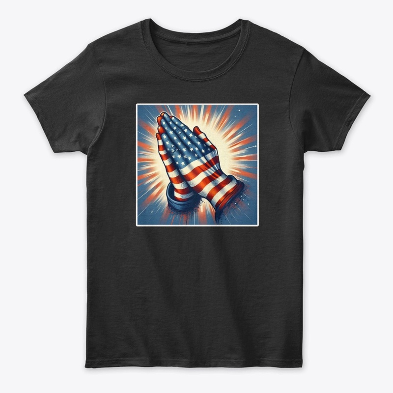 Praying Hands American Flag July 4th Tee