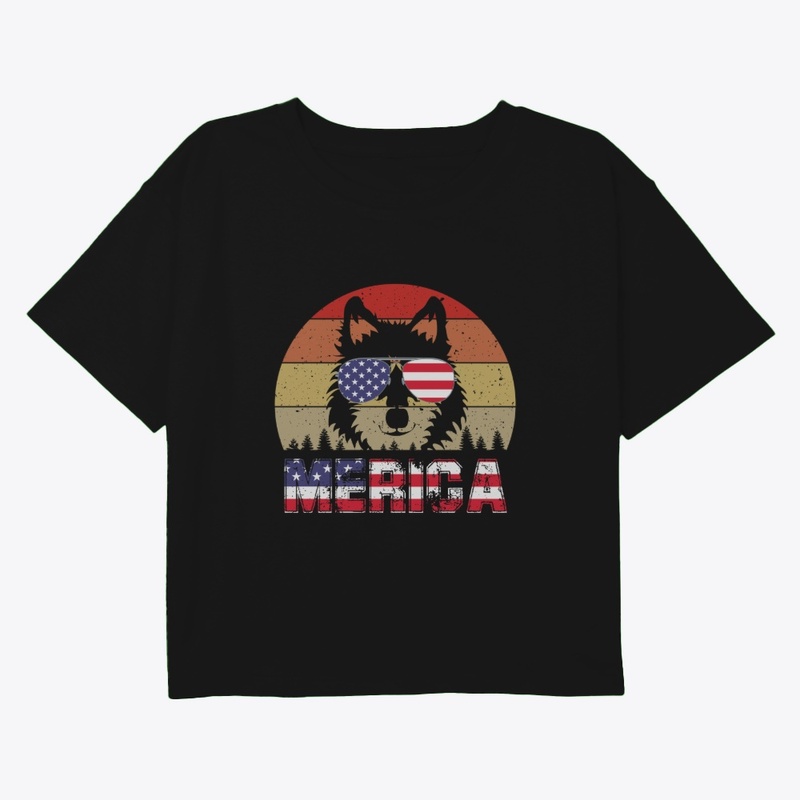Big puppy with American flag glasses