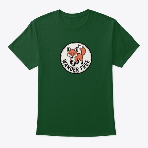 Wander Free Fox Deep Forest T-Shirt Front