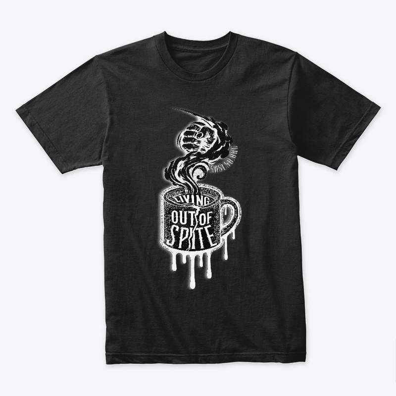 Spite Steam tee in black and white