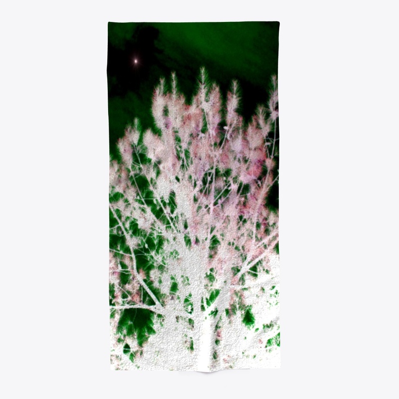 green and pink glowing tree 