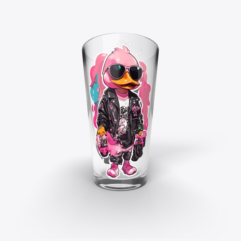 cute pink duck ,wearing sunglasses