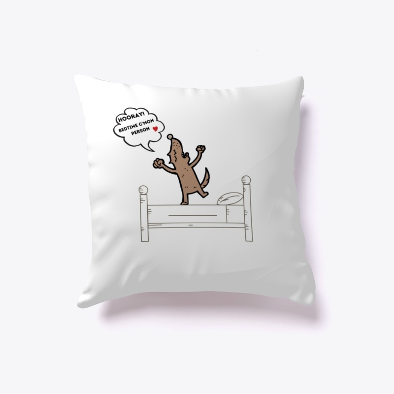 Happy dog at bedtime.